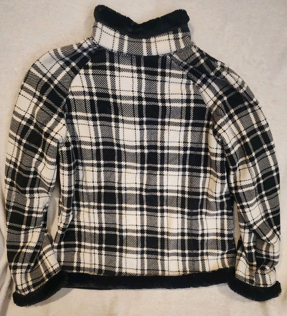 Green Tea Plaid Jacket Fleece Plush Lined Zip Up Womens Large - Picture 5 of 8